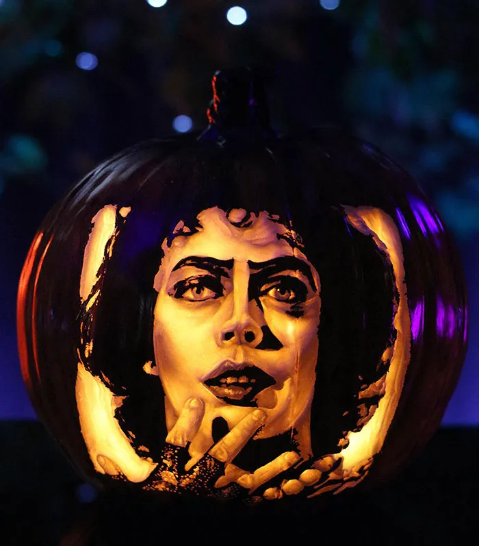 This Pumpkin Will Leave You In Anticipation. I Just Finished This Carving Of Frank-N-Furter On A 9-Inch Foam Pumpkin