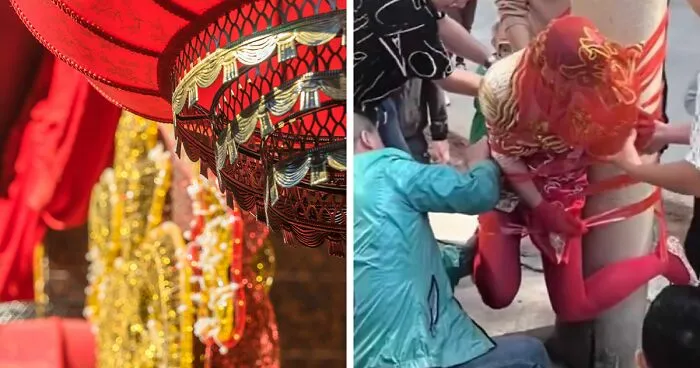 Bride Taped To Phone Pole Sparks Heated Debate Over Wedding Hazing Customs