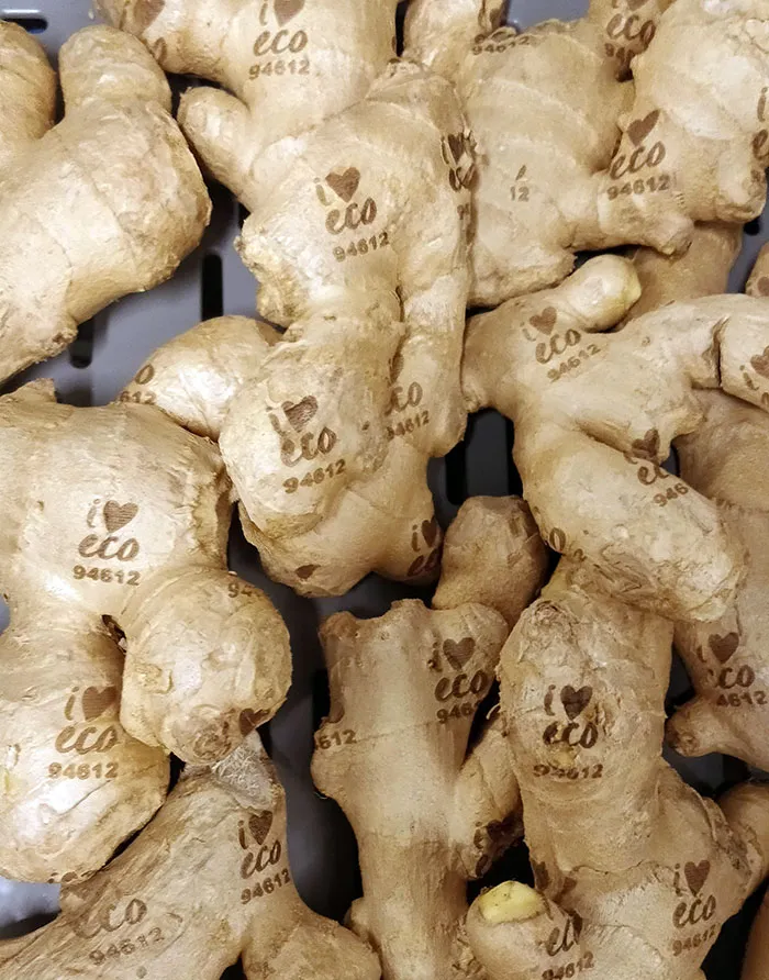 This Grocery Store Prints The Label Directly Onto The Ginger With A Foodsafe Ink To Eliminate The Need For Packaging Or Labels