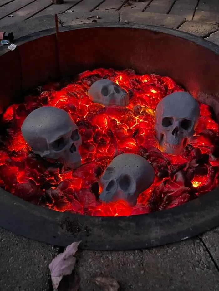 We Are Under A Burn Ban And I Had Made These Refractory Skulls Hoping To Use Them In My Fire Pit.  So, I Made A Faux Fire That Turned Out Pretty Realistic!