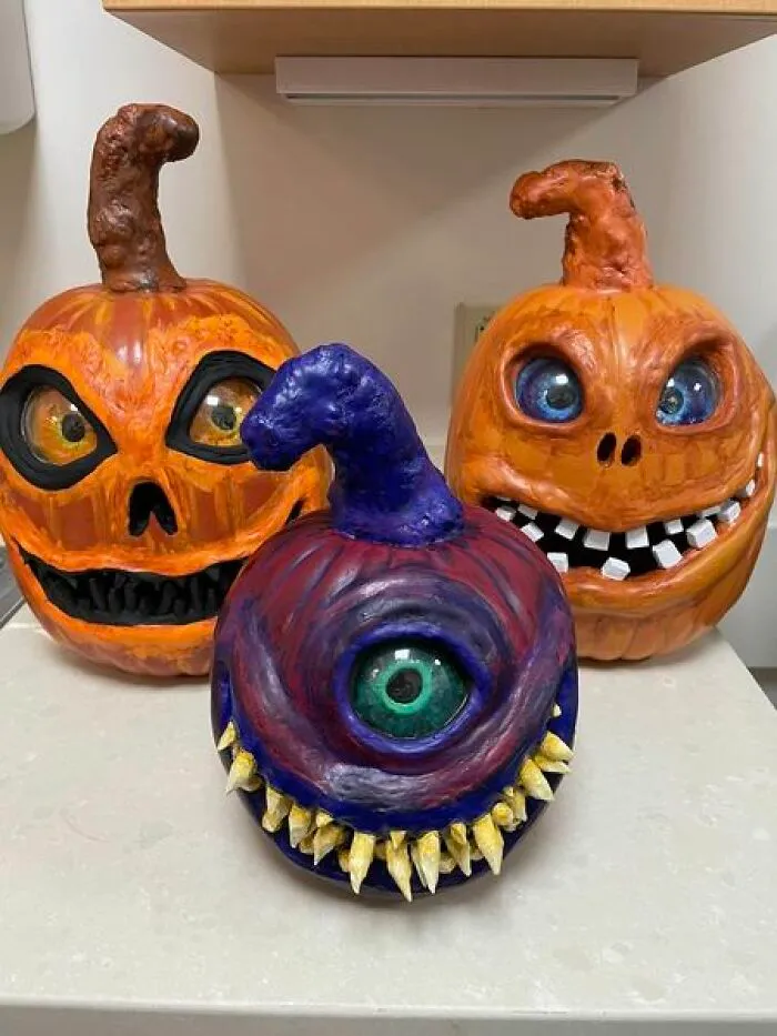 Spent The Last Few Weeks Making These Out Of Plastic Pumpkins From Michael’s And Foam Clay