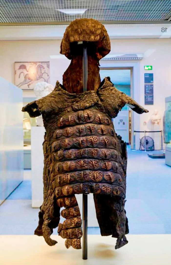 La armadura de cocodrilo romana, que data del siglo III d.C., era un tipo de equipo de protección fabricado con la resistente piel de los cocodrilos del Nilo.