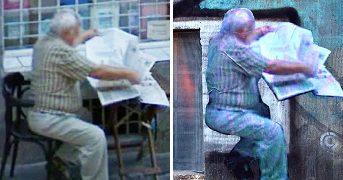 20 Images Of People Captured On Google Street View Got Placed At Original Locations By This Artist