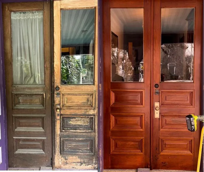 After 3 Months, 200+ Hours And A Lot Of Learning, The Doors Are Back On The Front Of Our 1864 Home, Ready For Another 150 Years Of Service (Detailed Album In Comments)