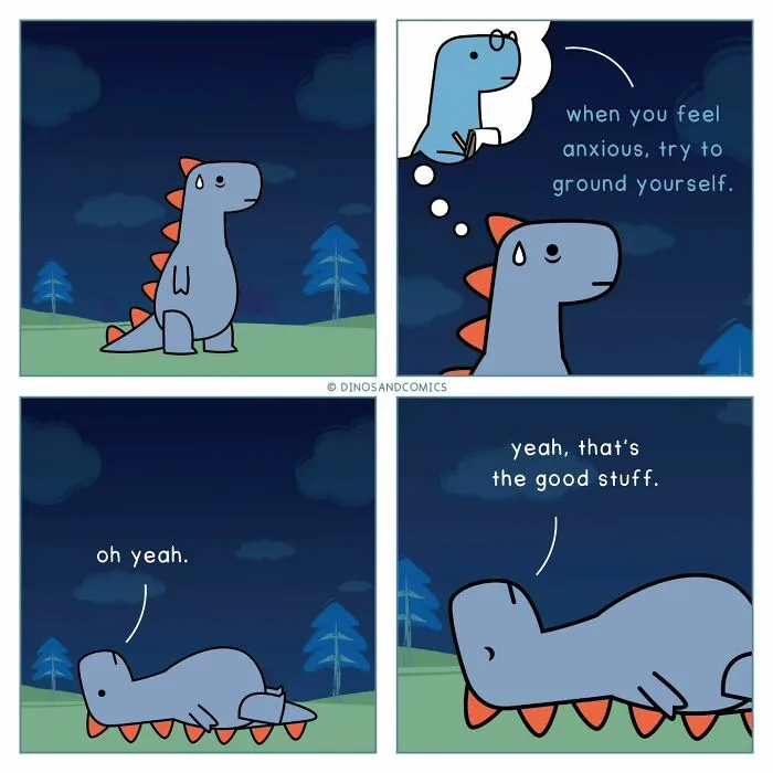 30 New “Dinosaur Couch” Comics Exploring Complex Emotions And Mental Health