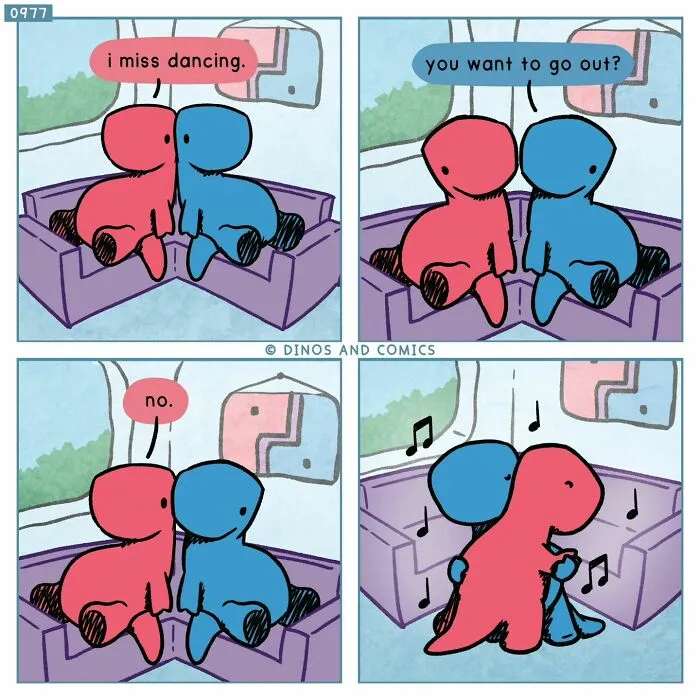 30 New “Dinosaur Couch” Comics Exploring Complex Emotions And Mental Health