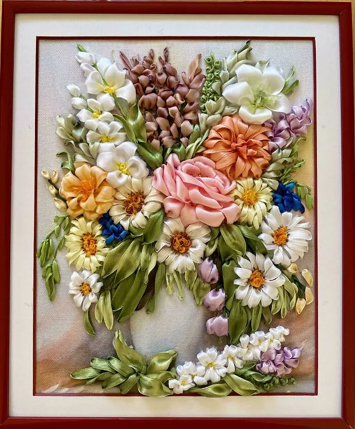 Remembering Summer Series, My Latest Ribbon Embroidery Work