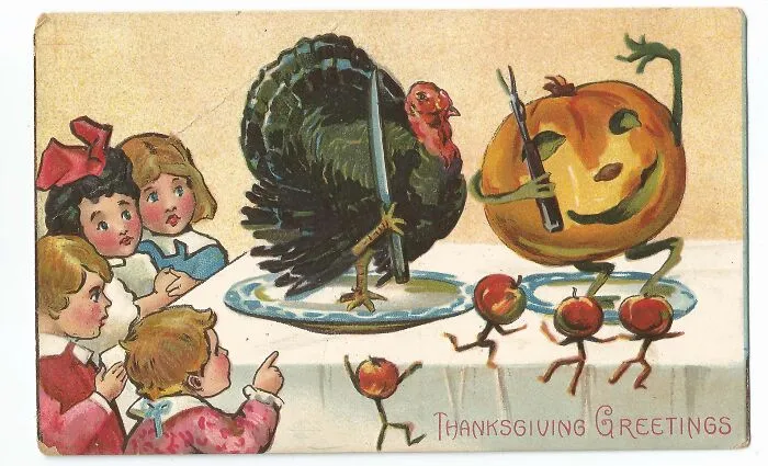 34 Pretty, Amusing And Simply Weird Thanksgiving Postcards From The Past