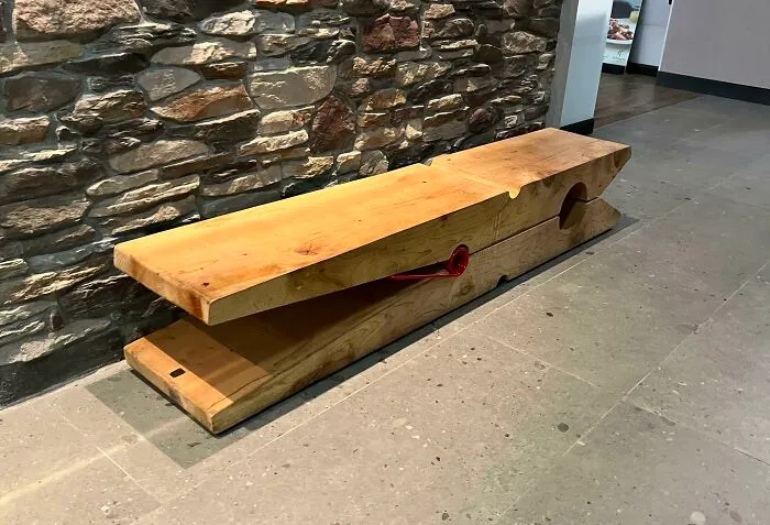 A Bench That Looks Like A Giant Clothespin At A Holiday Inn