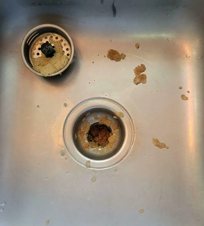 My Partner Moves The Drain Catch Out Of The Way Before He Rinses His Cereal Bowl In The Sink. We Do Not Have A Garbage Disposal
