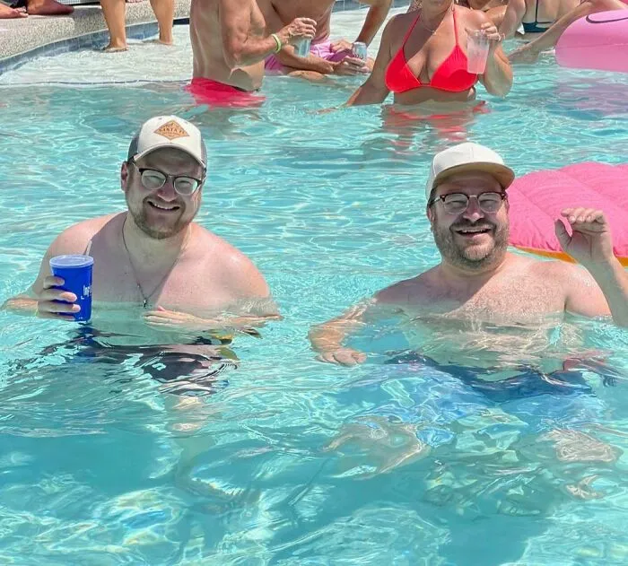 I Wasn’t Convinced Until Now…. We Are Definitely In A Simulation. Today I Randomly Swam Past My Doppelseäner At The Flamingo Pool In Vegas