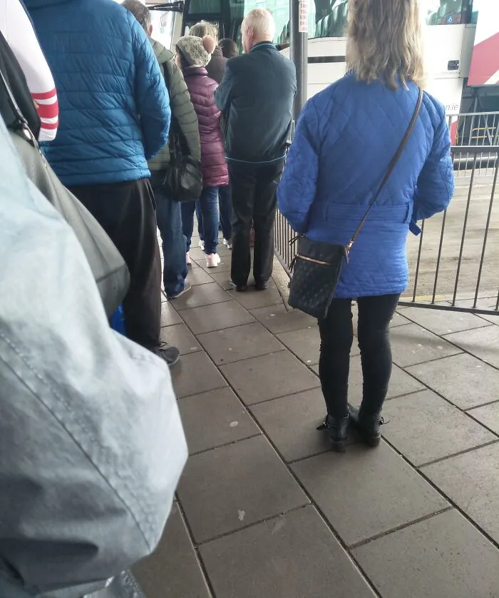 People Hoping To Skip Queues By Standing Like This And Trying To Slip In