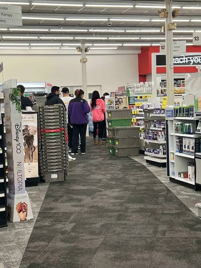 The Pharmacy Close At 7:00pm Pharmacy Line At 6:51 Pm