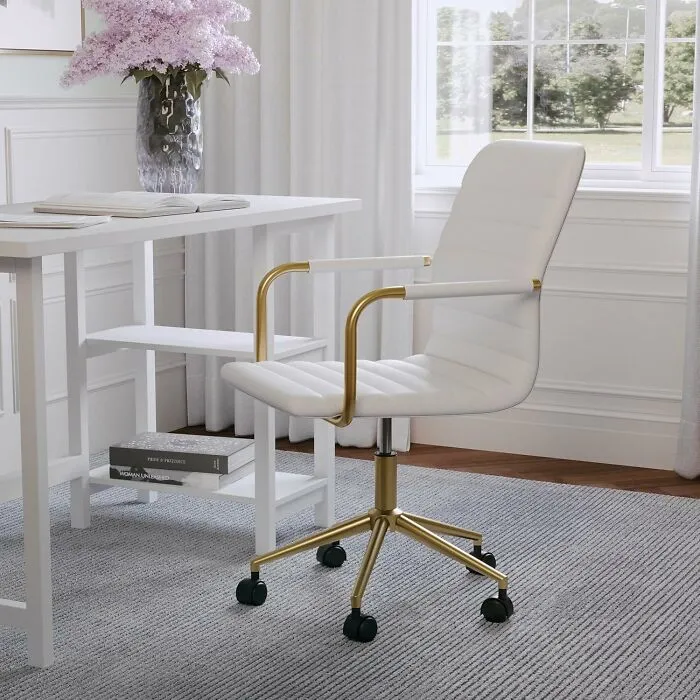 Bring A Touch Of Martha's Refined Style To Your Home Office With Her Chic <a Style="Display:inline;" Href="Https://Www.amazon.com/Martha-Stewart-Armrests-Leather-Polished/Dp/B0cfw1qlfb?ref_=ast_sto_dp&th=1" Target="_blank"><span Style="Font: Inherit; Color: #d74b1f;"> White Pleather Desk Chair With Brass Detailing</Span>