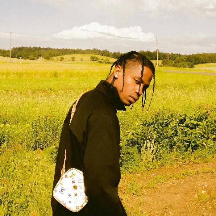 A person in a serene field, wearing a black jacket and carrying a designer bag. Celebrities reputation discussed.