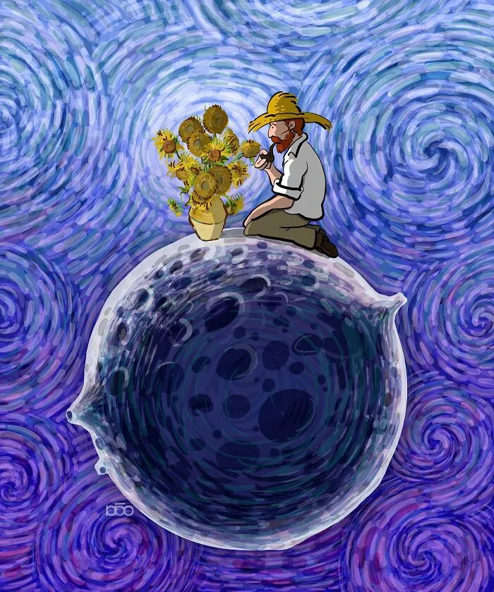 Vincent Van Gogh Meets Modern Day: 30 Colorful Illustrations By Alireza Karimi Moghaddam