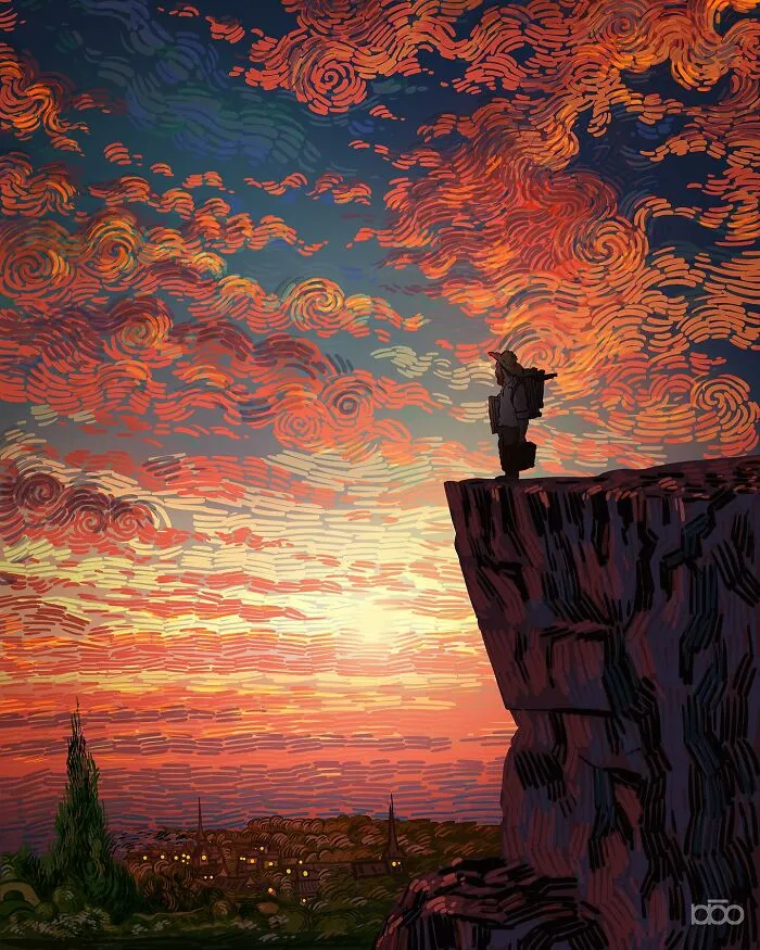 Vincent Van Gogh Meets Modern Day: 30 Colorful Illustrations By Alireza Karimi Moghaddam