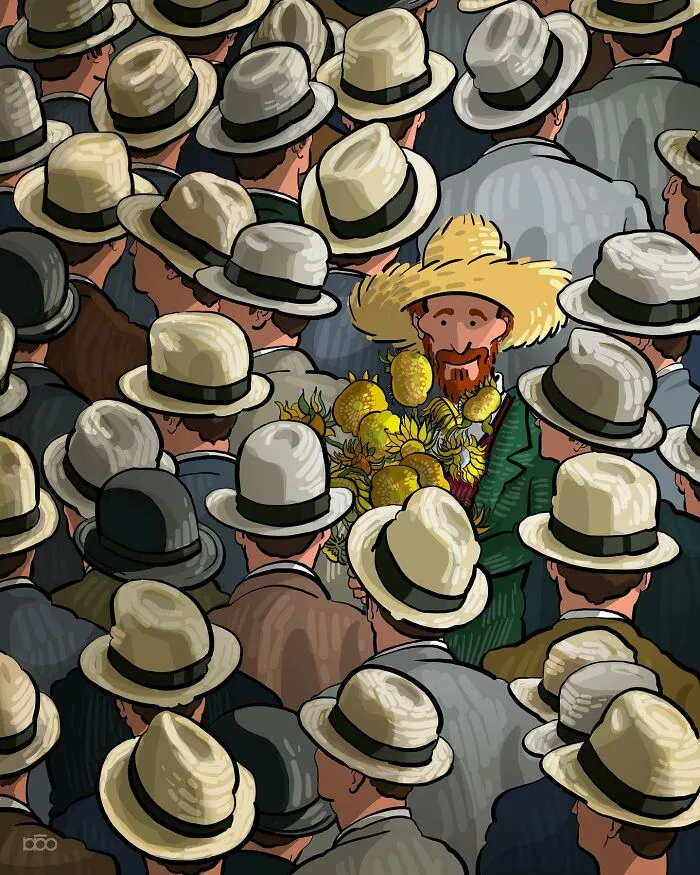 Vincent Van Gogh Meets Modern Day: 30 Colorful Illustrations By Alireza Karimi Moghaddam