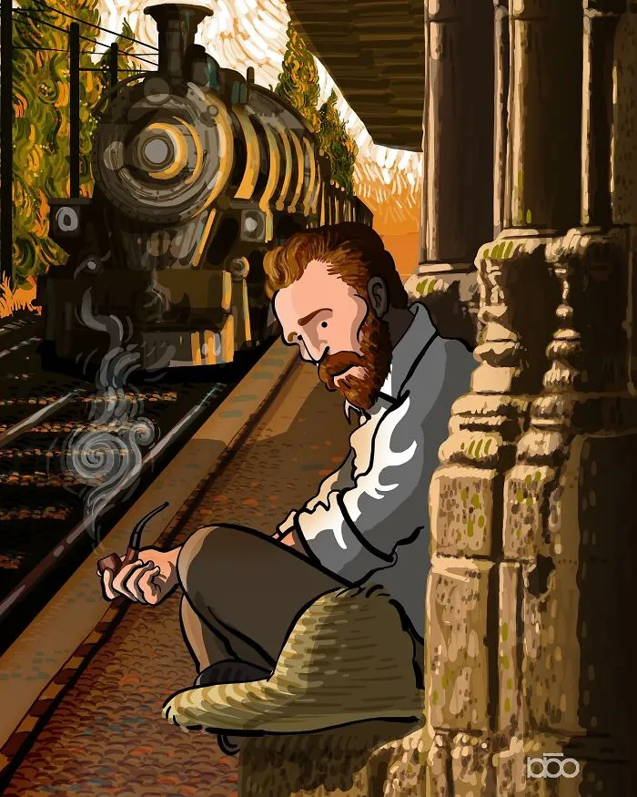 Vincent Van Gogh Meets Modern Day: 30 Colorful Illustrations By Alireza Karimi Moghaddam