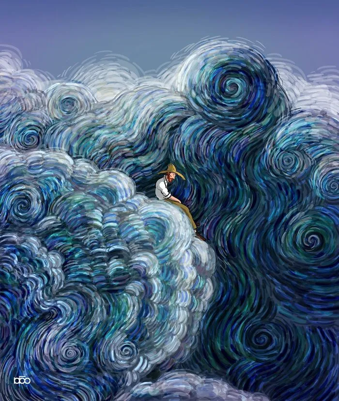 Vincent Van Gogh Meets Modern Day: 30 Colorful Illustrations By Alireza Karimi Moghaddam