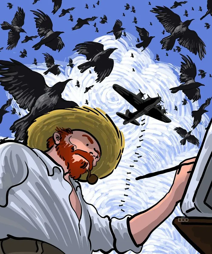 Vincent Van Gogh Meets Modern Day: 30 Colorful Illustrations By Alireza Karimi Moghaddam