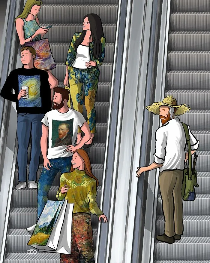 Vincent Van Gogh Meets Modern Day: 30 Colorful Illustrations By Alireza Karimi Moghaddam