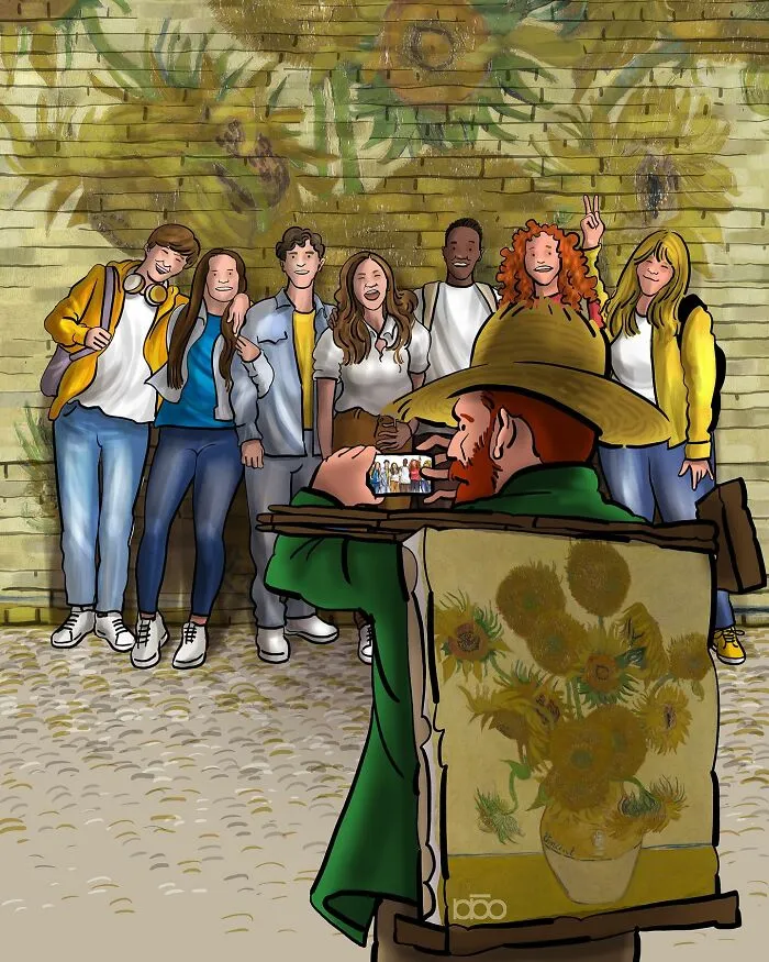 Vincent Van Gogh Meets Modern Day: 30 Colorful Illustrations By Alireza Karimi Moghaddam