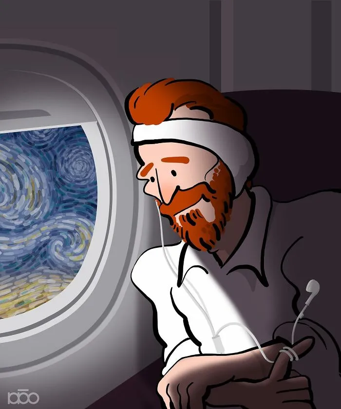 Vincent Van Gogh Meets Modern Day: 30 Colorful Illustrations By Alireza Karimi Moghaddam