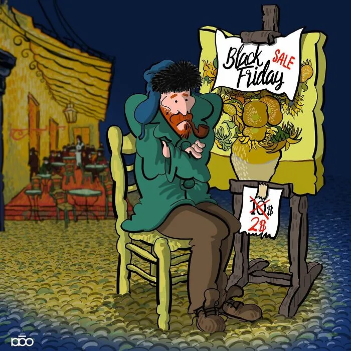 Vincent Van Gogh Meets Modern Day: 30 Colorful Illustrations By Alireza Karimi Moghaddam