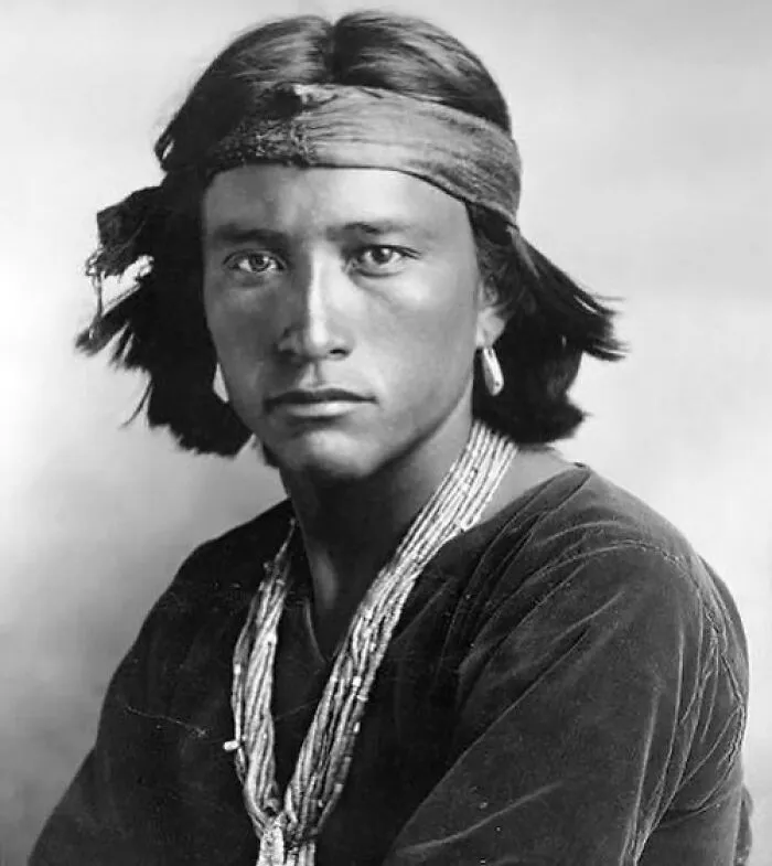 Portrait Of A Navajo Native American. Taken By Carl Moon, Circa 1906
