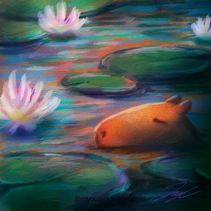 I Created Paintings Of Capybaras In Various Moments Of Rest And Relaxation (27 Pics)