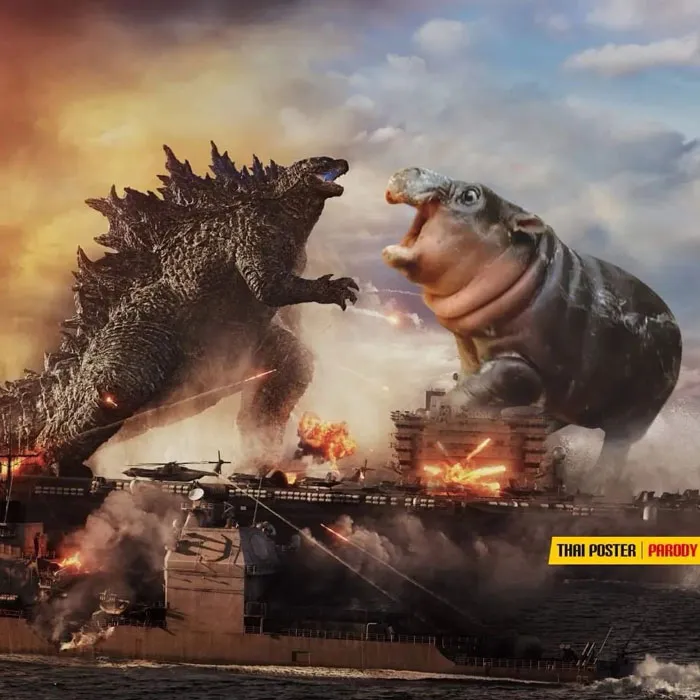Godzilla vs Moo Deng