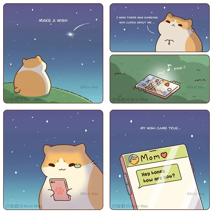 30 Heartwarming Cartoons By Olive Yong Featuring Chubby Cats Dealing With Everyday Challenges (New Pics)