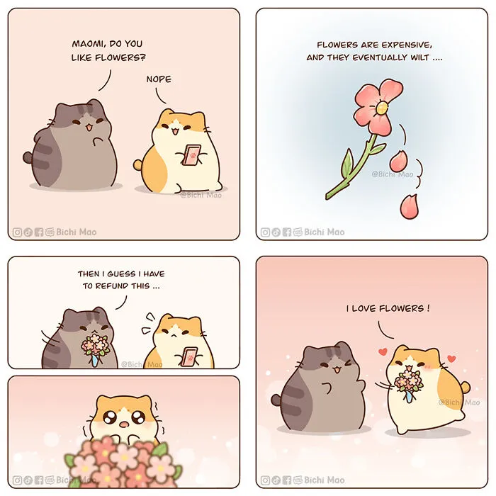 30 Heartwarming Cartoons By Olive Yong Featuring Chubby Cats Dealing With Everyday Challenges (New Pics)
