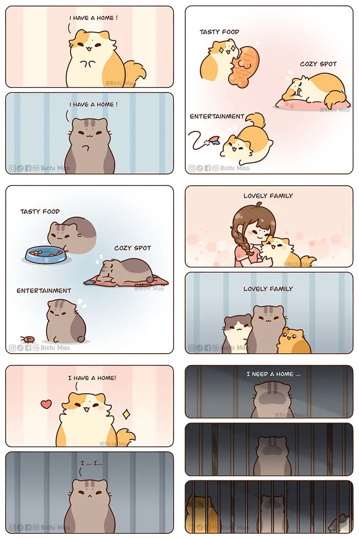 30 Heartwarming Cartoons By Olive Yong Featuring Chubby Cats Dealing With Everyday Challenges (New Pics)