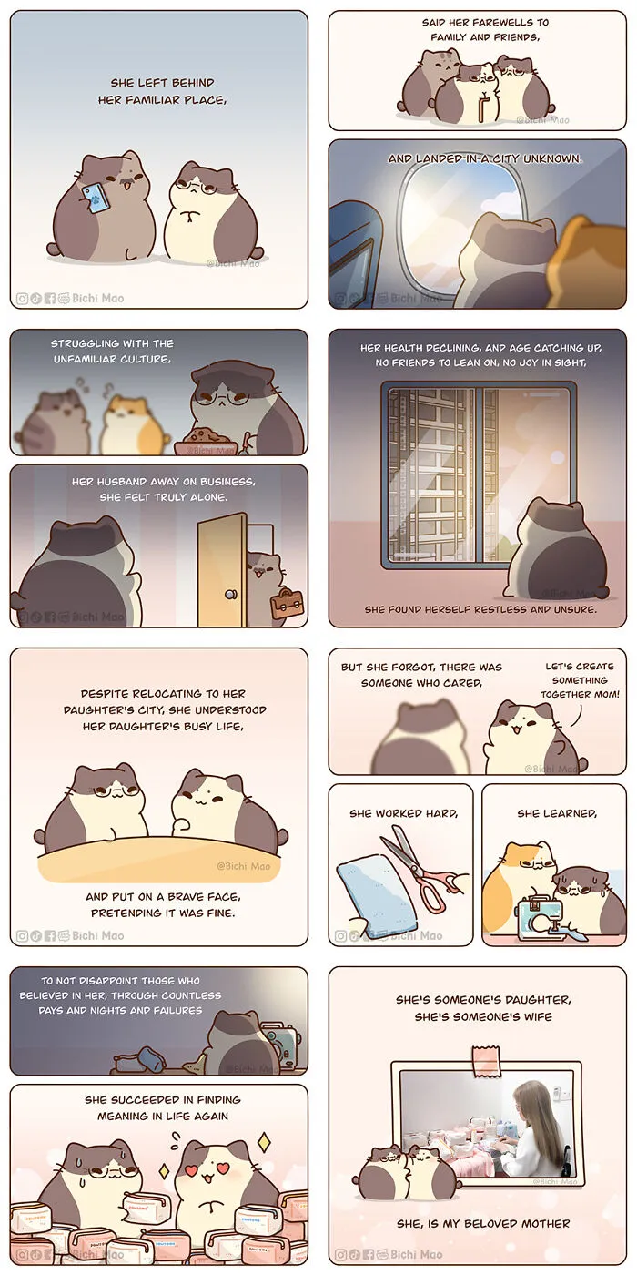 30 Heartwarming Cartoons By Olive Yong Featuring Chubby Cats Dealing With Everyday Challenges (New Pics)