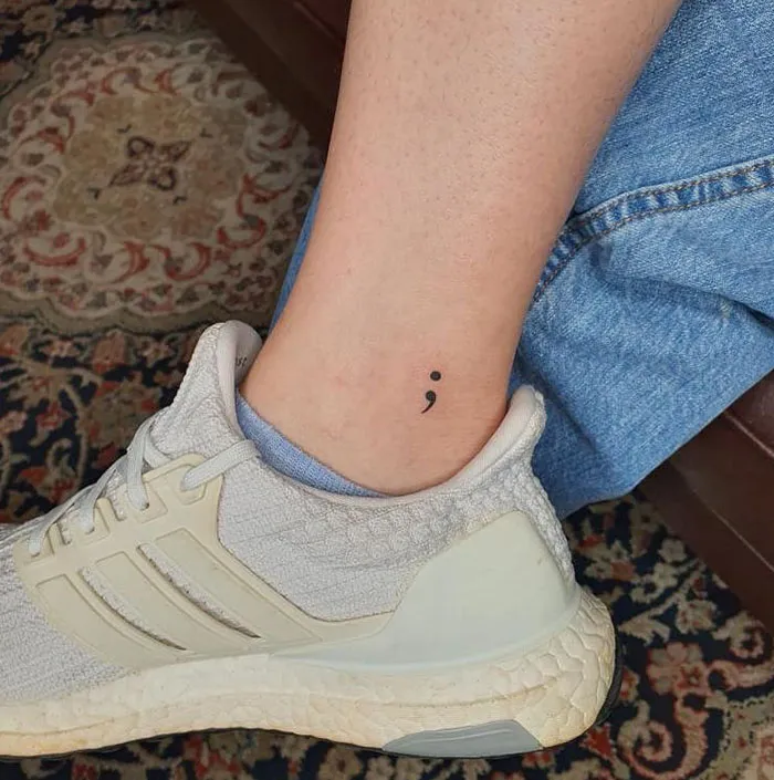 Semicolon on Ankle