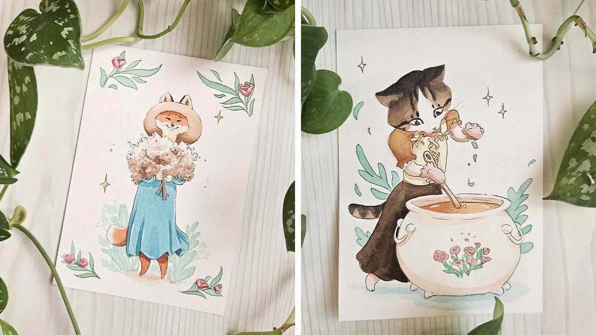 I Combined Cottagecore And Beatrix Potter To Create 16 Watercolor Illustrations For Inktober