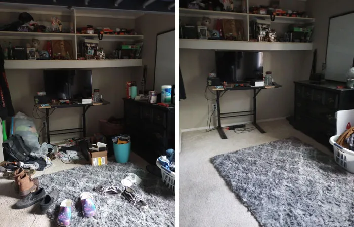 Hey Mom, I Finally Overcame My Depression And Cleaned My Room! It Isn't Much, But It Certainly Is A Start!