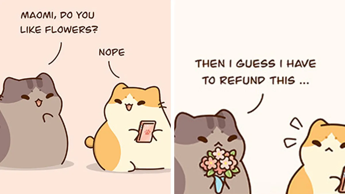 30 Heartwarming Cartoons By Olive Yong Featuring Chubby Cats Dealing With Everyday Challenges (New Pics)