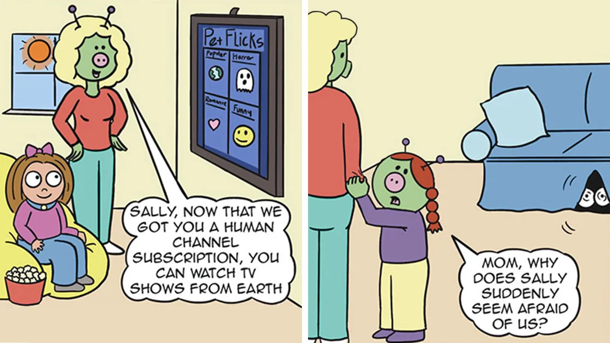 ‘Me, The Family Pet?’ Comic Shows What Life Would Be Like If Aliens Adopted Humans As Pets