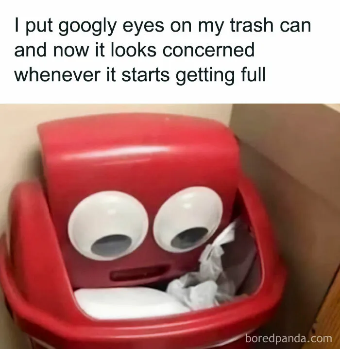 Googly-Eyed Trash Bin