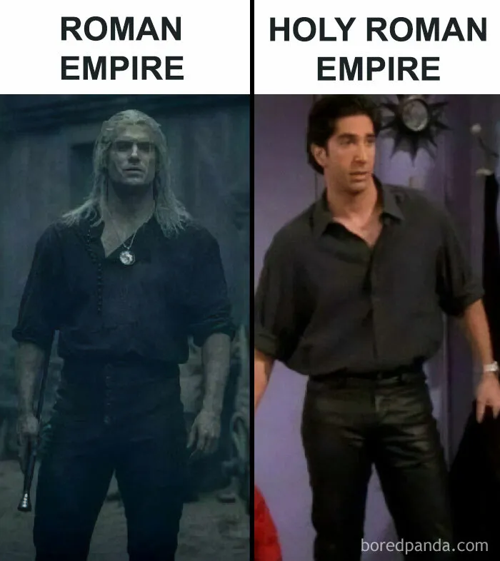 Comparison of Roman Empire vs. Holy Roman Empire using humorous TV and movie characters.