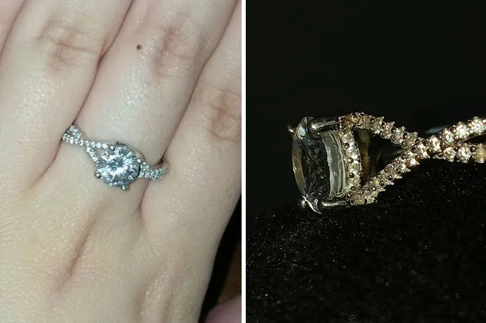 Compré este anillo en mi cumpleaños y 9 piedras se cayeron en sólo 48 horas de uso. La piedra central también está suelta