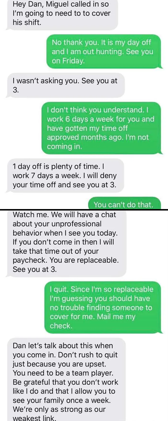 Workers That Took Back Control Share Their Career-Ending Texts (New Pics)