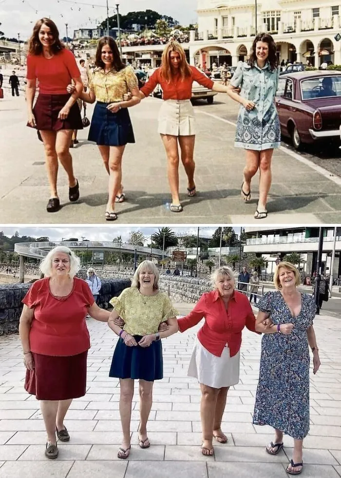 Four Girlfriends Recreate Photo From Their First Fun-Loving Vacation 50 Years Ago