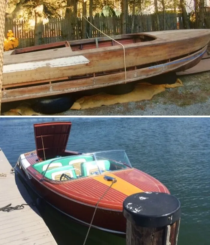 Ocho años de restauración por parte de mi padre de un Chris Craft Capri del 61
