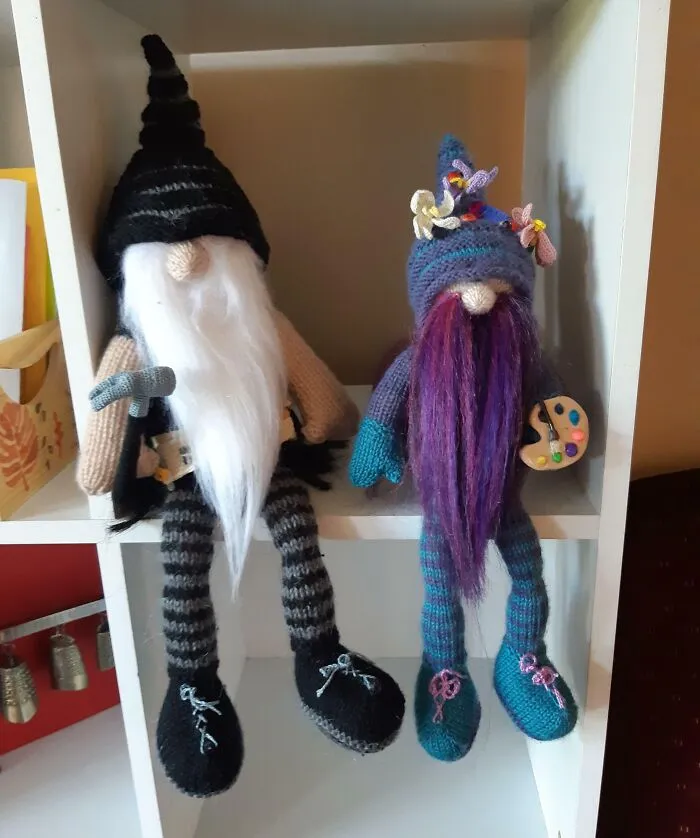 MIL Made Everyone A Personalised Gnome For Christmas. My Partner Is A Carpenter And I Love To Paint, As You Can Tell She Took Note Of How Much Taller He Is Than Me Haha. She Is So Talented And I Absolutely Love Them