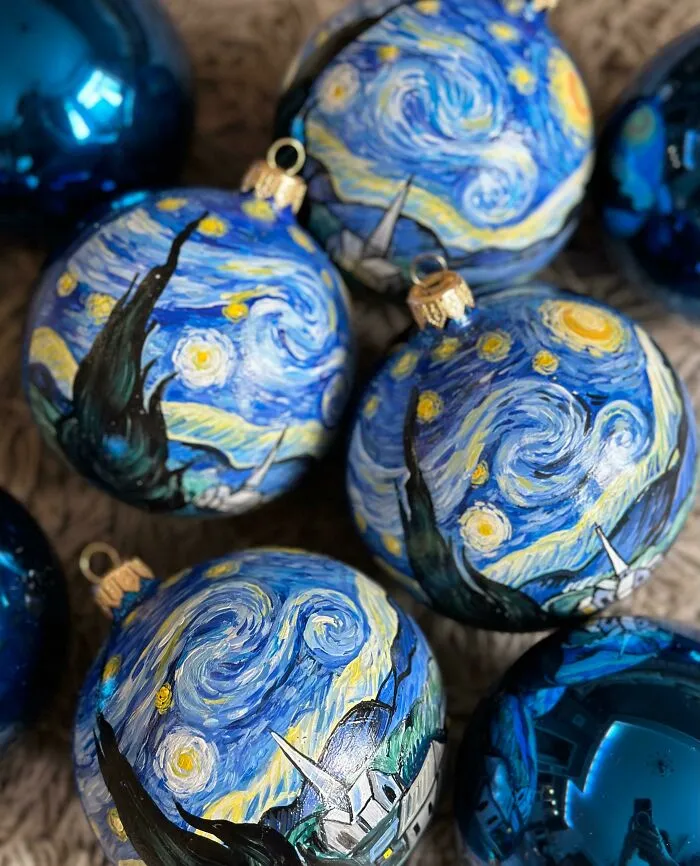 My Hand Painted "Starry Night" Christmas Ornaments