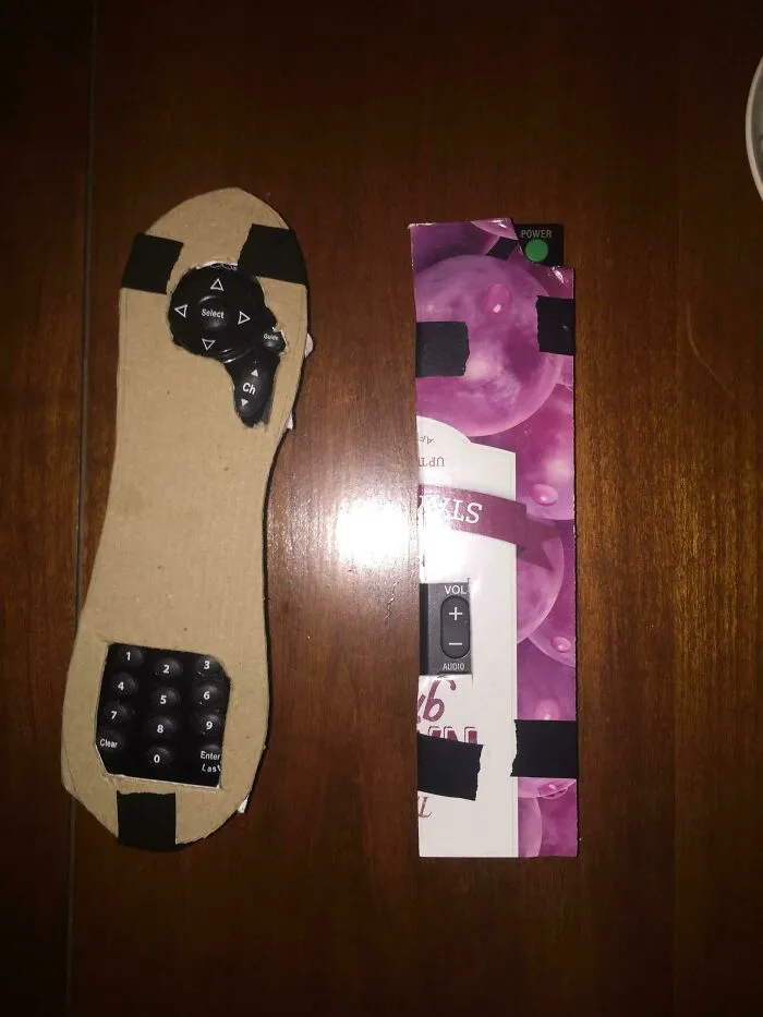 In-Laws Visiting. They Kept Pushing Buttons On The Remote To The Point The TV Was Wrecked, And The Dvr Was Full And Programmed To Record Till Next Century.  Cardboard And Tape Solution
